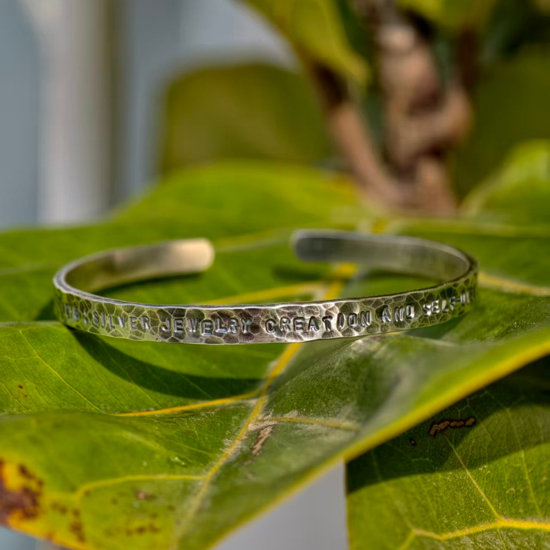 Engraved antique & hammer style bracelet