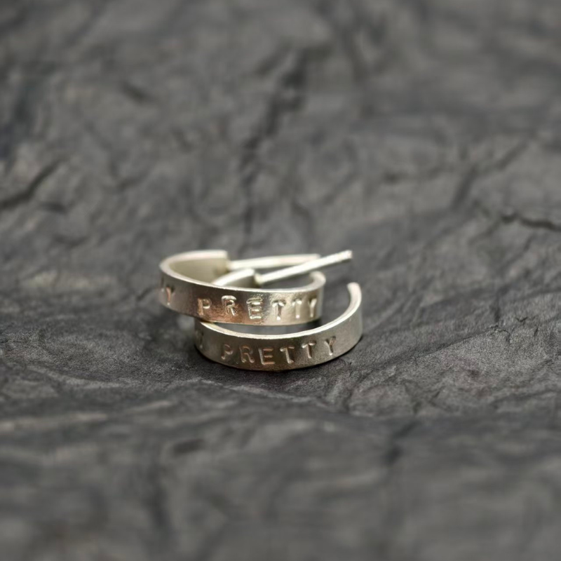 Engraving Letter Hoop Earrings