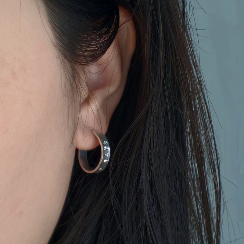 Engraving Letter Hoop Earrings